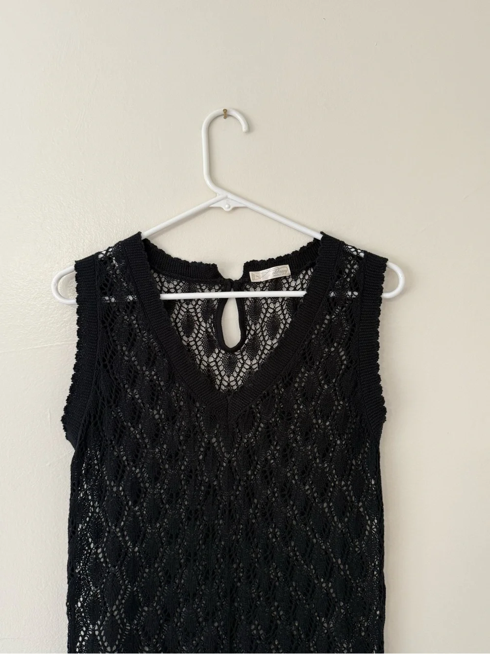 Vintage Y2K Old Navy Black Crocheted Dress Cover Up Sz Lg Whimsigoth Emo Witchy - Picture 7 of 10